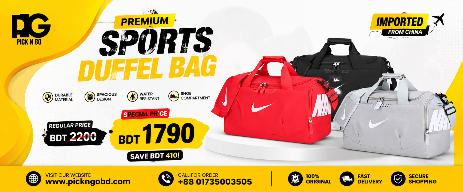 Nike Travel Bag Website Banner